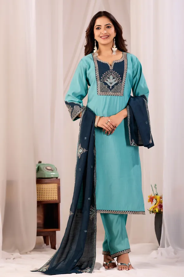 Aqua_Roman_Silk_Straight_Kurta_Set_For_Women