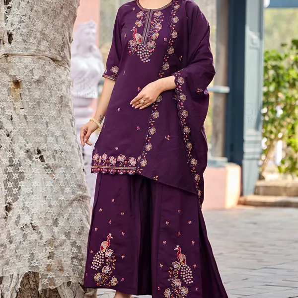 Purple_Roman_Silk_Ethnic_Kurta_Set_For_Women