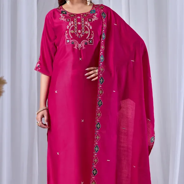 Magenta_Gaji_Cotton_Straight_Kurta_Set_For_Women