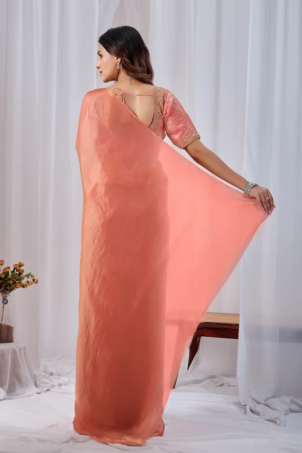 Peach_Fancy_Satin_Saree_With_Blouse_For_Women