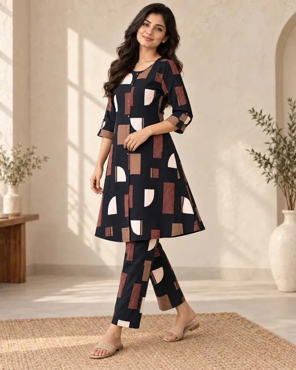 Multicolor_Heavy_Rayon_Kurta_Set_For_Women
