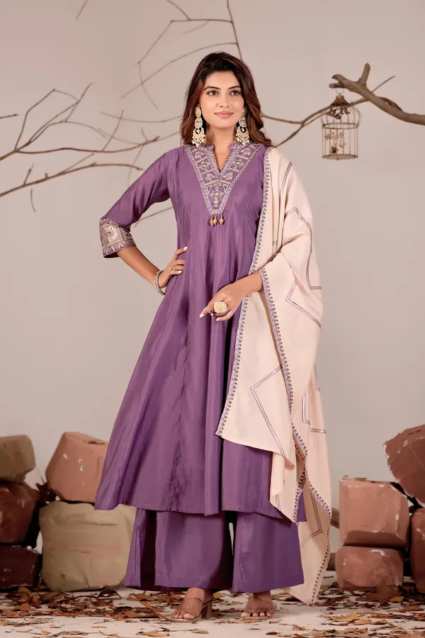 Purple_Roman_Silk_Kurta_Set_For_Women