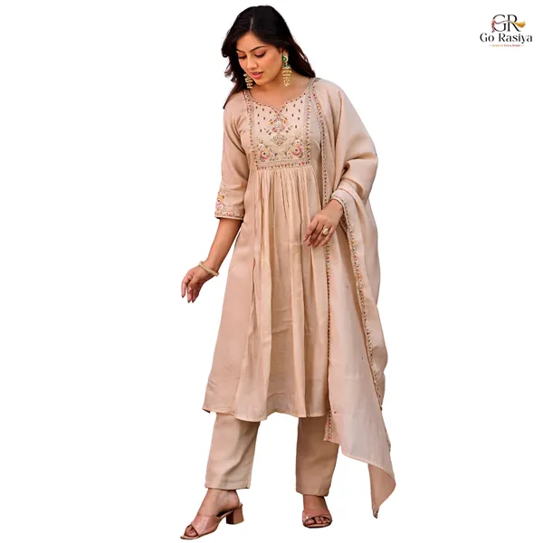 Beige_Mal_Chanderi_Anarkali_Kurta_Set_For_Women