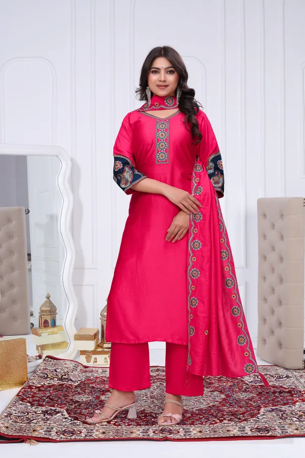 Pink_Gaji_Silk_Straight_Kurta_Set_For_Women