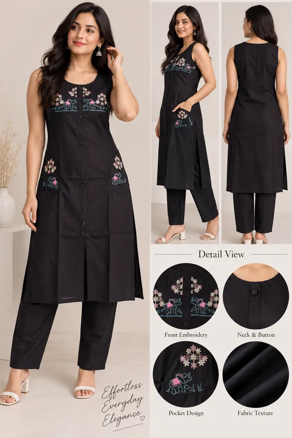 Black_Dabu_Cotton_Straight_Kurta_Set_For_Women