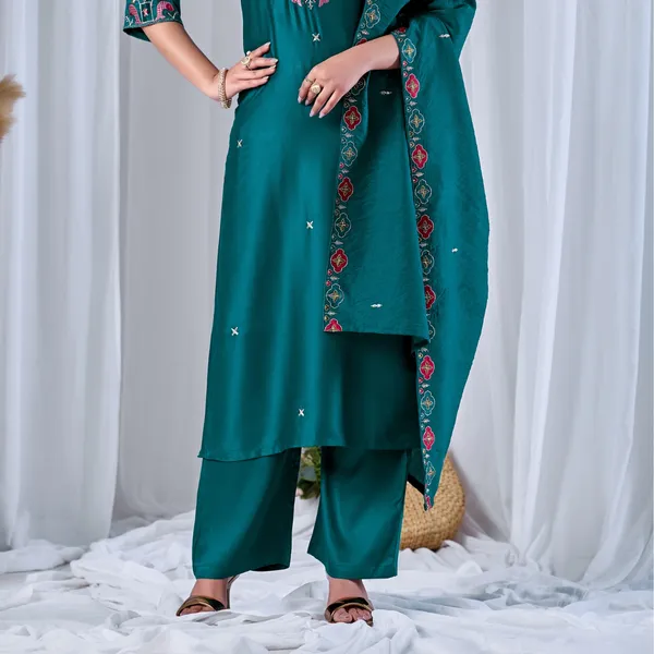 Teal_Gaji_Cotton_Straight_Kurta_Set_For_Women