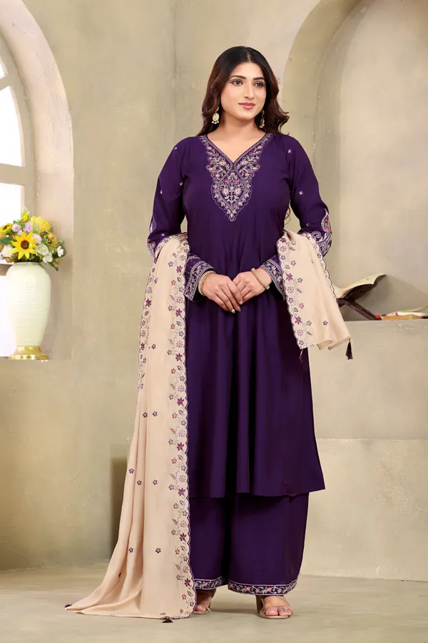 Purple_Roman_Silk_Kurta_Set_For_Women
