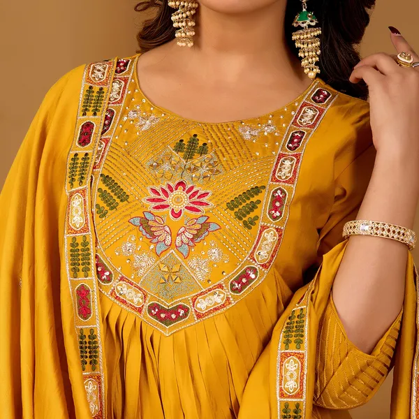Mustard_Roman_Silk_Kurta_Set_For_Women