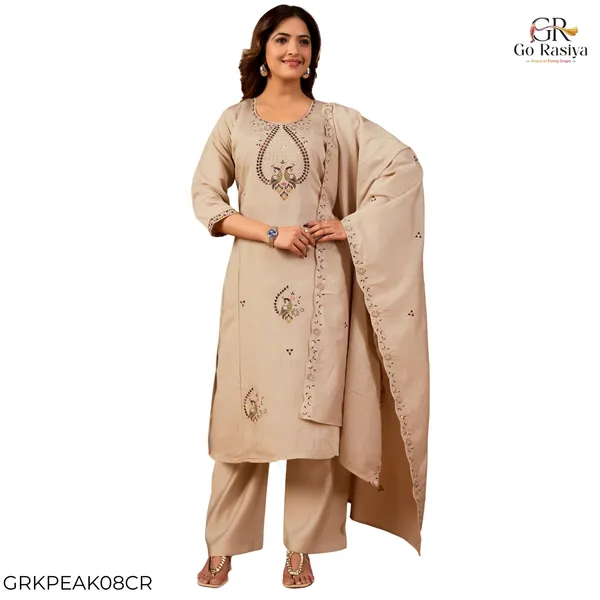 Beige_Roman_Silk_Kurta_Set_With_Dupatta_For_Women