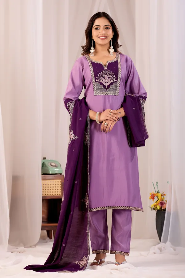 Purple_Roman_Silk_Straight_Kurta_Set_For_Women