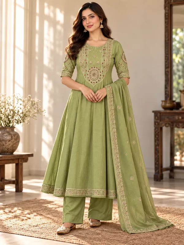 Green_Coral_Kurta_Set_For_Women