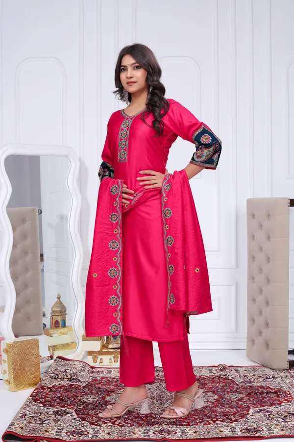 Pink_Gaji_Silk_Straight_Kurta_Set_For_Women
