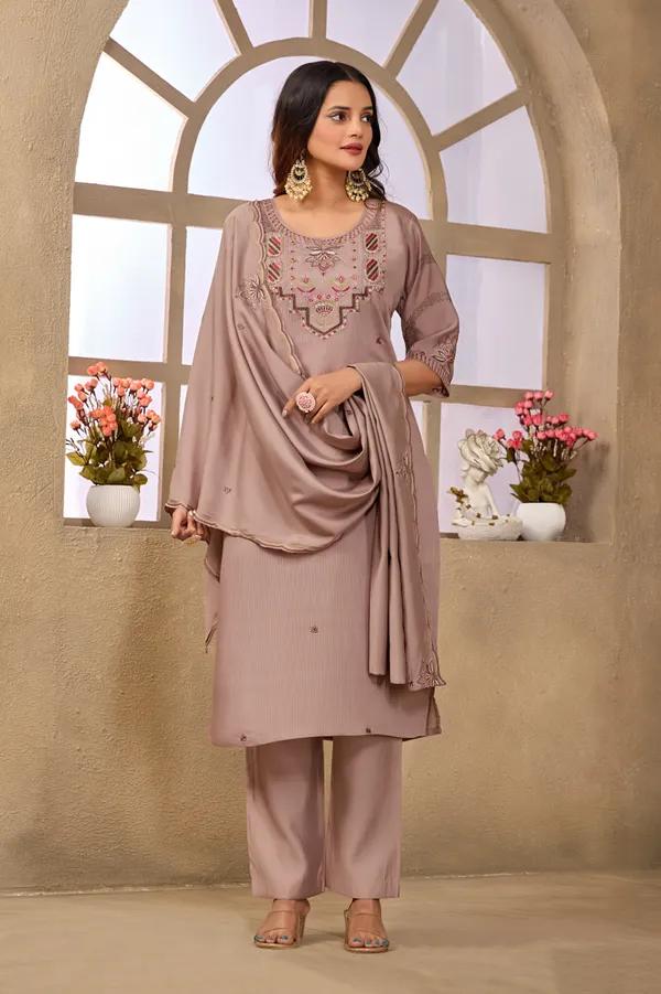 Mauve_Roman_Fancy_Lining_Kurta_Set_For_Women