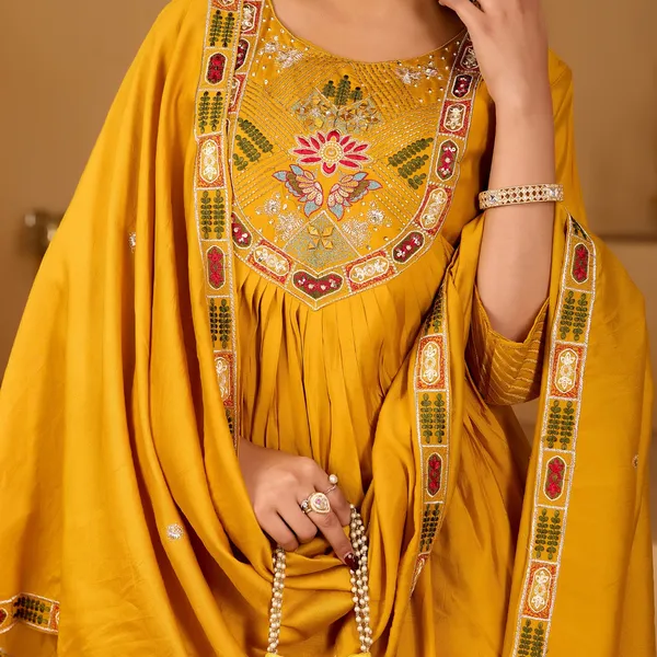 Mustard_Roman_Silk_Kurta_Set_For_Women