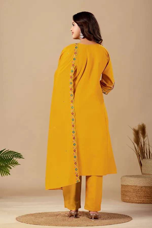 Mustard_Cambric_Cotton_Straight_Kurta_Set_For_Women