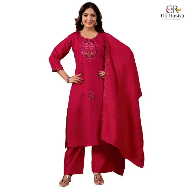 Magenta_Roman_Silk_Straight_Kurta_Set_With_Dupatta_For_Women