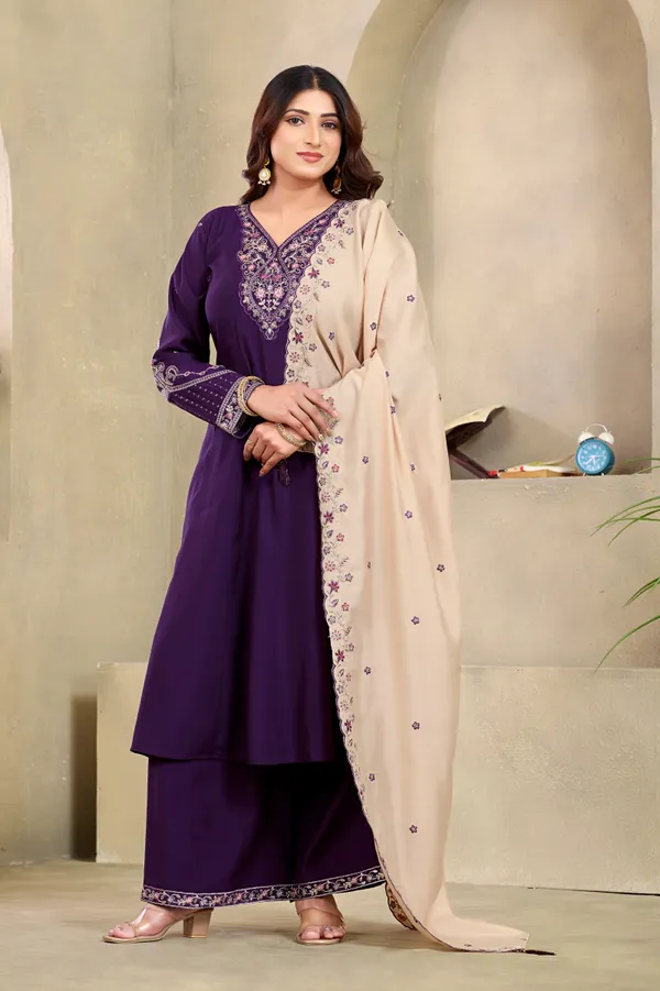 Purple_Roman_Silk_Kurta_Set_For_Women