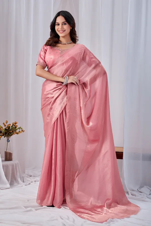 Pink_Fancy_Satin_Saree_With_Blouse_For_Women