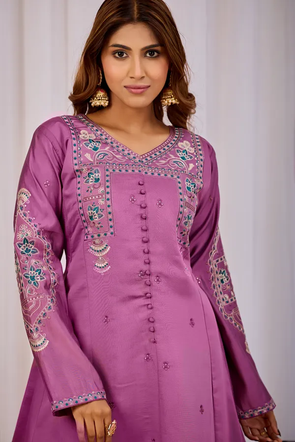 Purple_Two_Tone_Roman_Silk_Anarkali_Suit_Set_For_Women