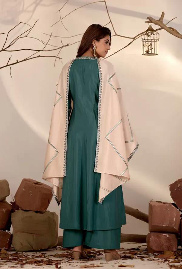 Teal_Green_Roman_Silk_Anarkali_Suit_Set_For_Women