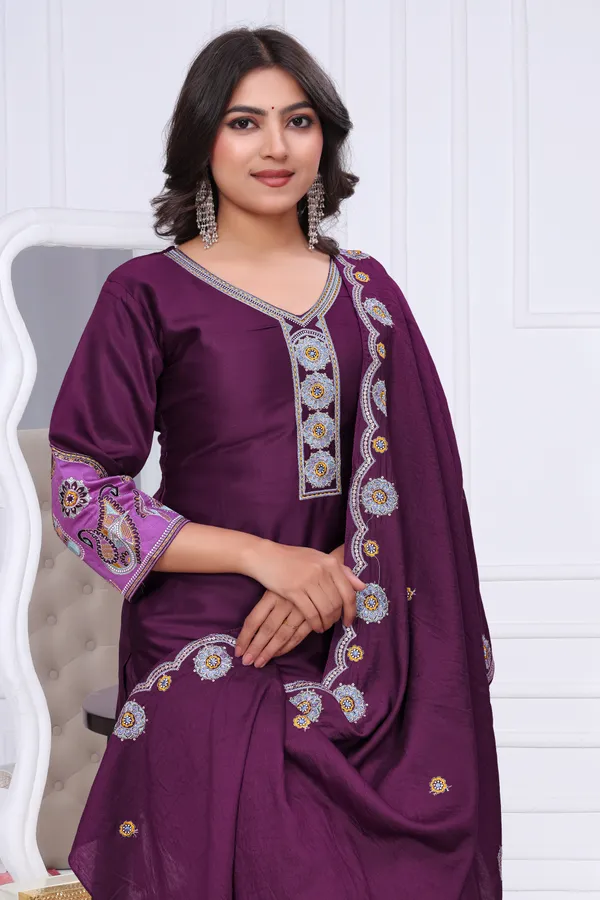 Purple_Gaji_Silk_Straight_Kurta_Set_For_Women