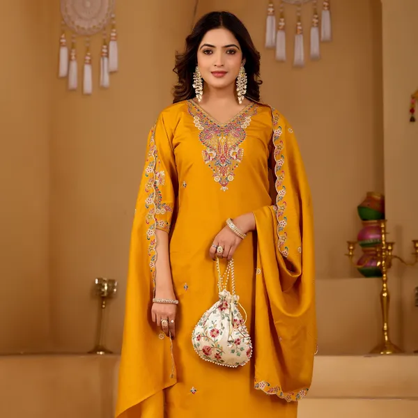 Mustard_Roman_Silk_Straight_Suit_Set_For_Women