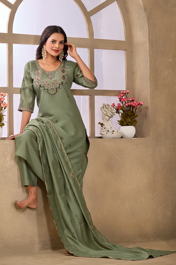Olive_Green_Roman_Fancy_Lining_Ethnic_Suit_Set_For_Women