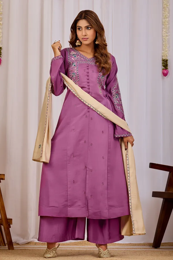 Purple_Two_Tone_Roman_Silk_Anarkali_Suit_Set_For_Women
