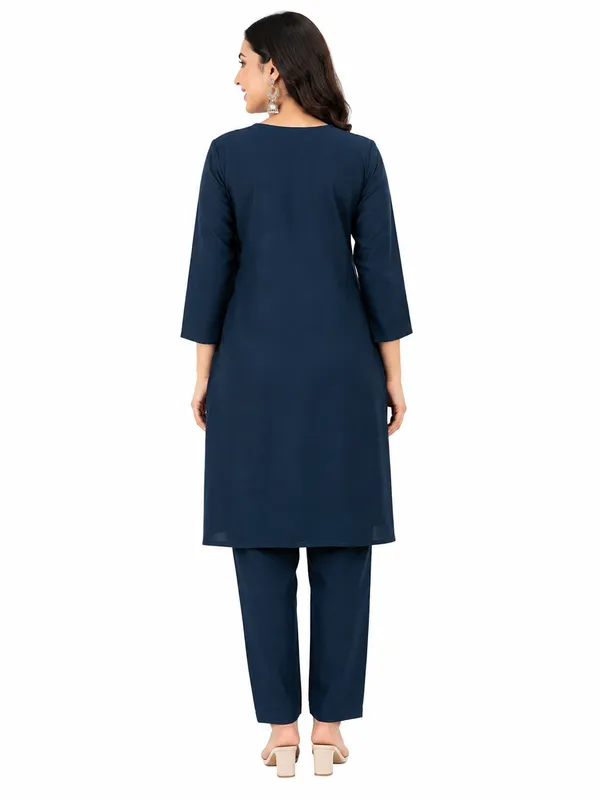Navy_Blue_Dabu_Cotton_Kurta_Pant_Set_For_Women