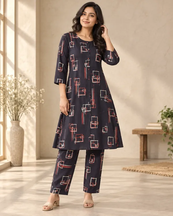 Black_Heavy_Rayon_A-Line_Kurta_Set_For_Women
