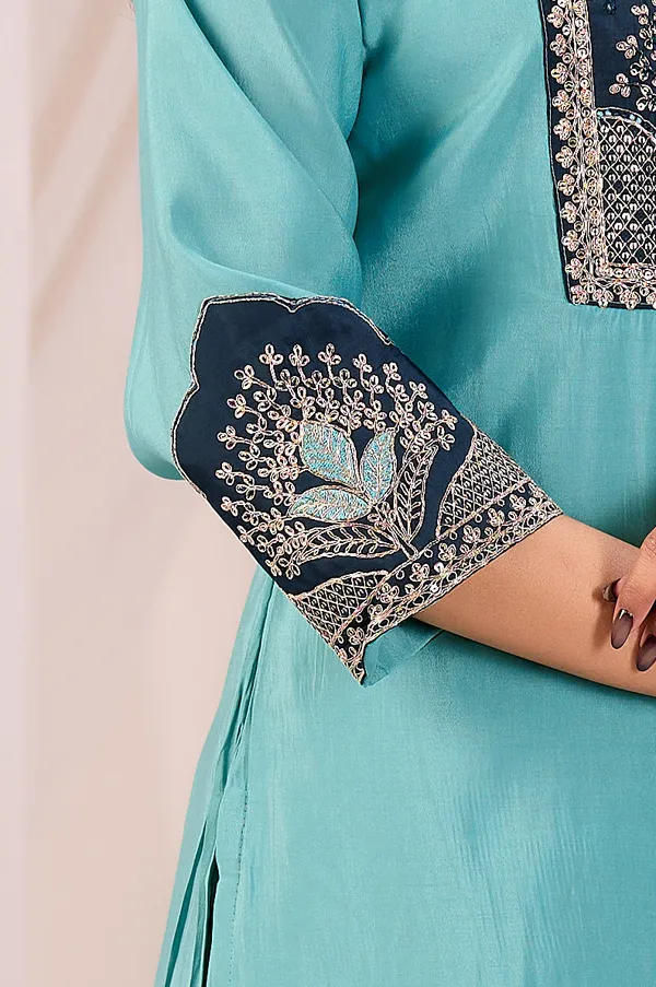 Aqua_Roman_Silk_Straight_Kurta_Set_For_Women