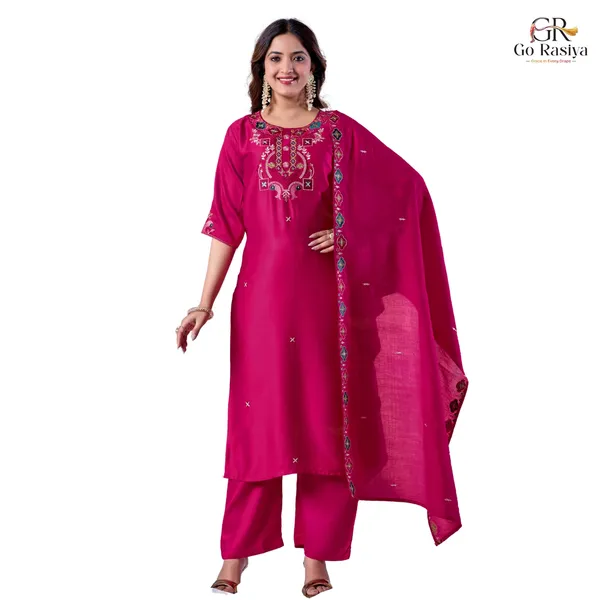 Magenta_Gaji_Cotton_Straight_Kurta_Set_For_Women