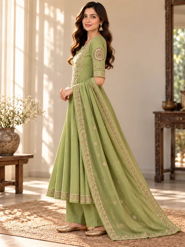 Green_Coral_Kurta_Set_For_Women