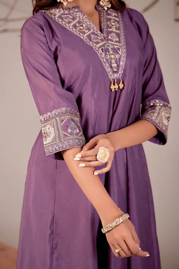 Purple_Roman_Silk_Kurta_Set_For_Women