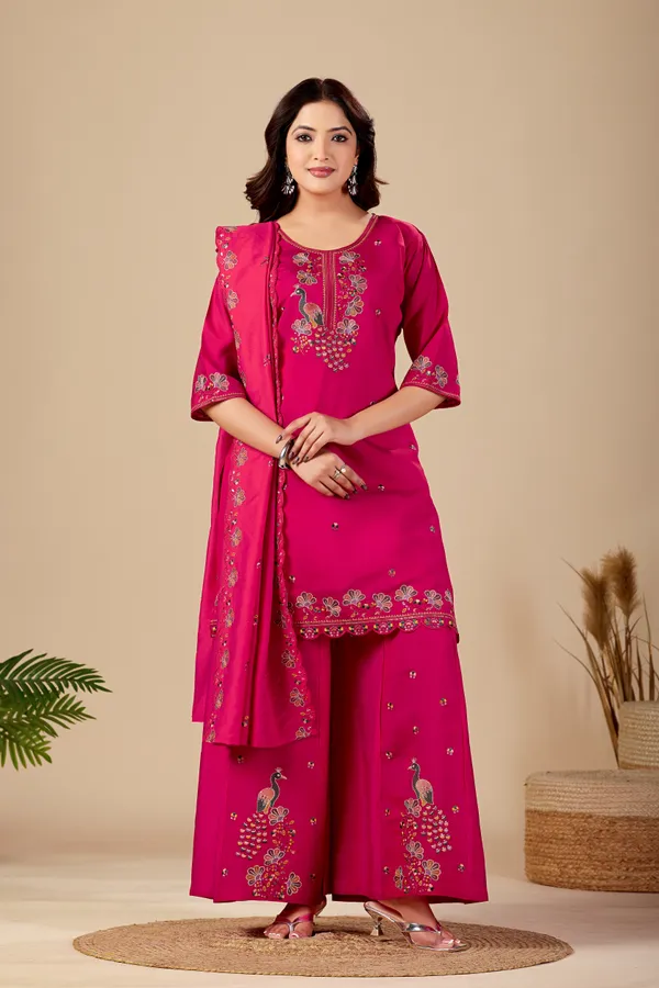 Pink_Roman_Silk_Straight_Kurta_Set_For_Women