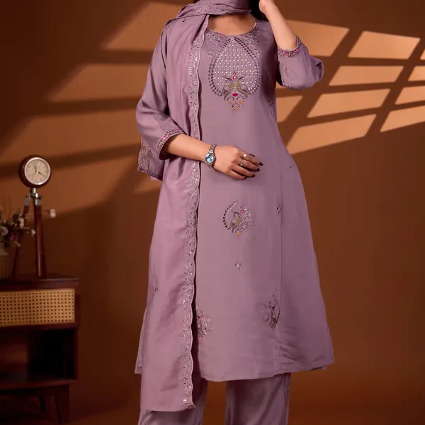 Mauve_Roman_Silk_Straight_Kurta_Set_For_Women