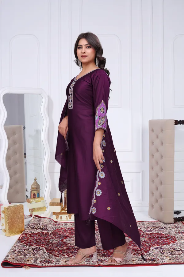Purple_Gaji_Silk_Straight_Kurta_Set_For_Women