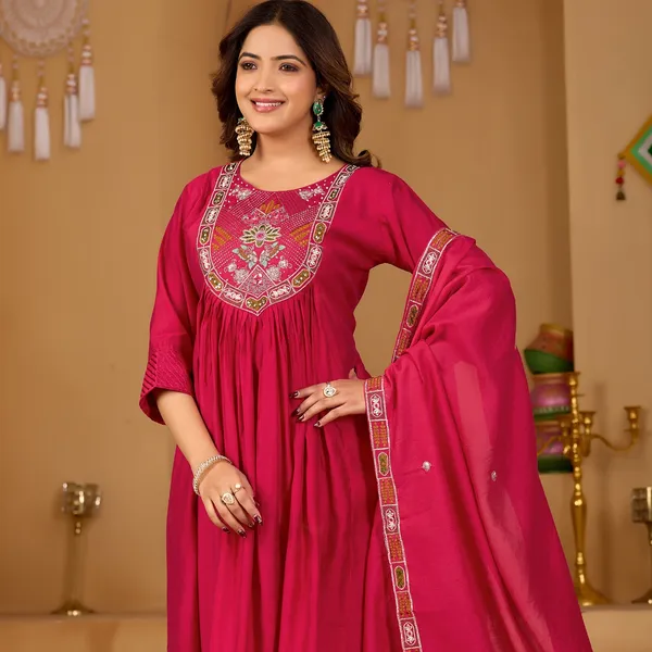 Magenta_Roman_Silk_Kurta_Palazzo_Set_For_Women