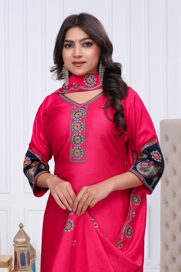 Pink_Gaji_Silk_Straight_Kurta_Set_For_Women
