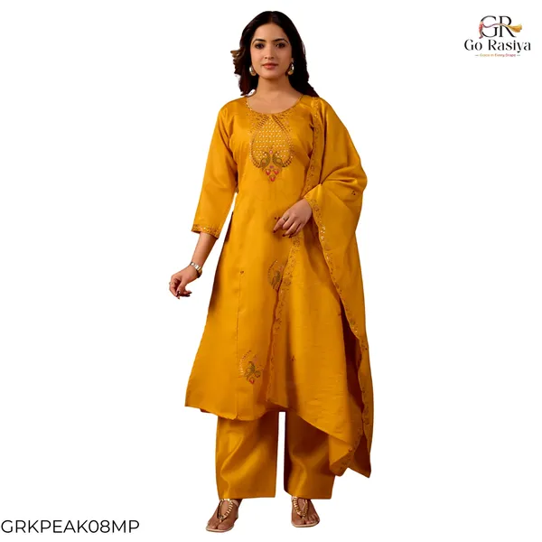 Mustard_Roman_Silk_Ethnic_Kurta_Set_For_Women