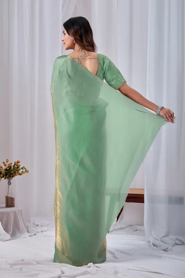 Green_Fancy_Satin_Saree_With_Blouse_For_Women