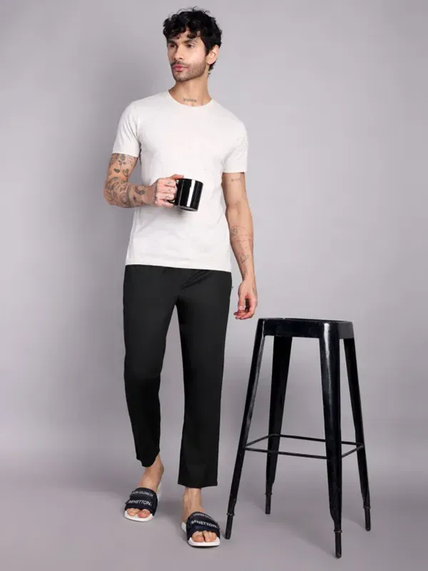 Men_S_Pure_Cotton_Pajama_Pants_Elastic_Waist_Black_Casual_Loungewear