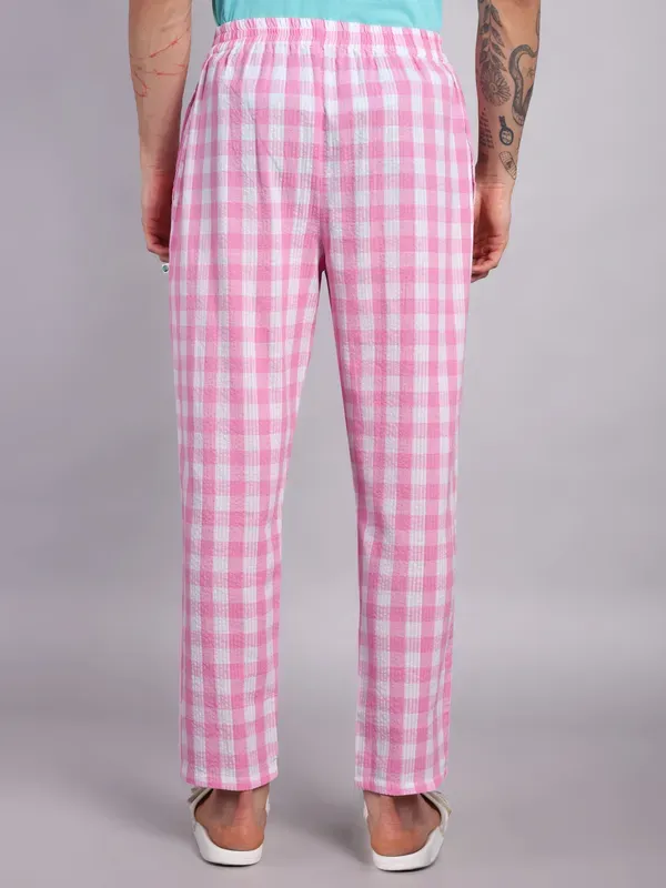 Minjar_Pure_Cotton_Plaid_Pajama_Pants_Pink_And_White_Check_Pattern_Elasti