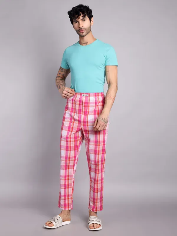 Minjar_Pure_Cotton_Plaid_Pajama_Pants_Pink_And_White_Check_Pattern_Elasti_More