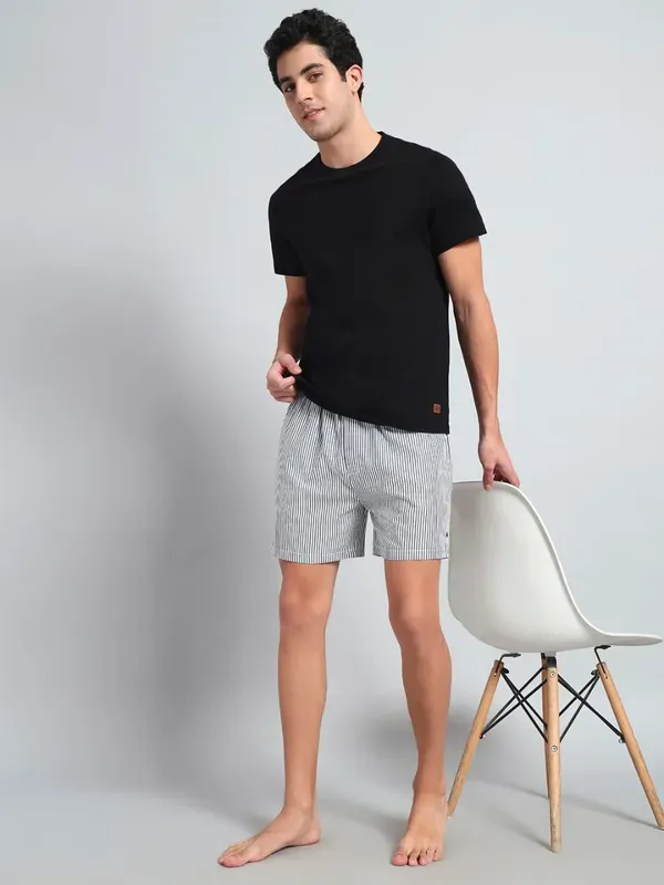 White_Black_Pure_Cotton_Stripe_Modern_Relaxed_Boxer_Shorts_For_Men