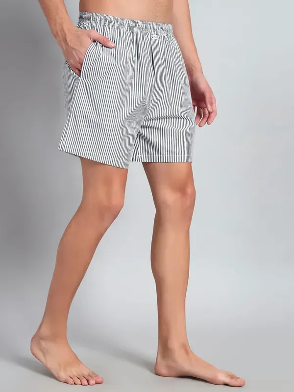 White_Black_Pure_Cotton_Stripe_Modern_Relaxed_Boxer_Shorts_For_Men