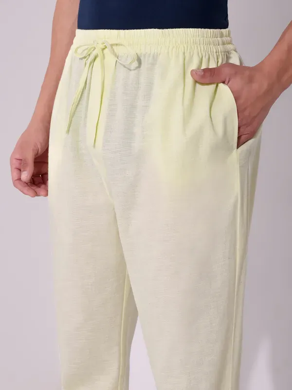 Men_S_Solid_Light_Yellow_Pure_Cotton_Pajama_Comfortable_Loungewear_Casu