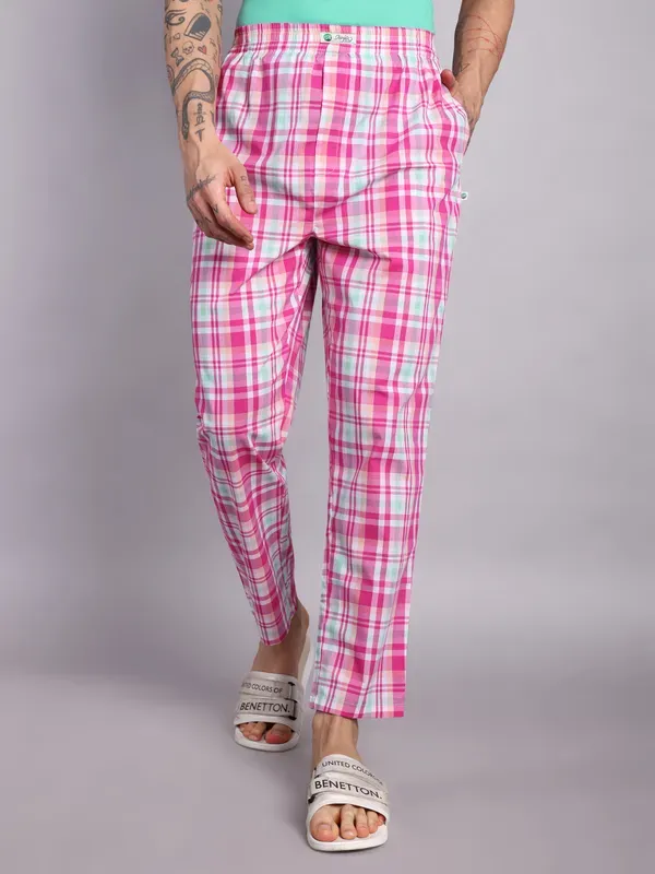 Pure_Cotton_Plaid_Pajama_Pants_For_Men_Pink_And_Mint_Check_Pattern_Elasti_More