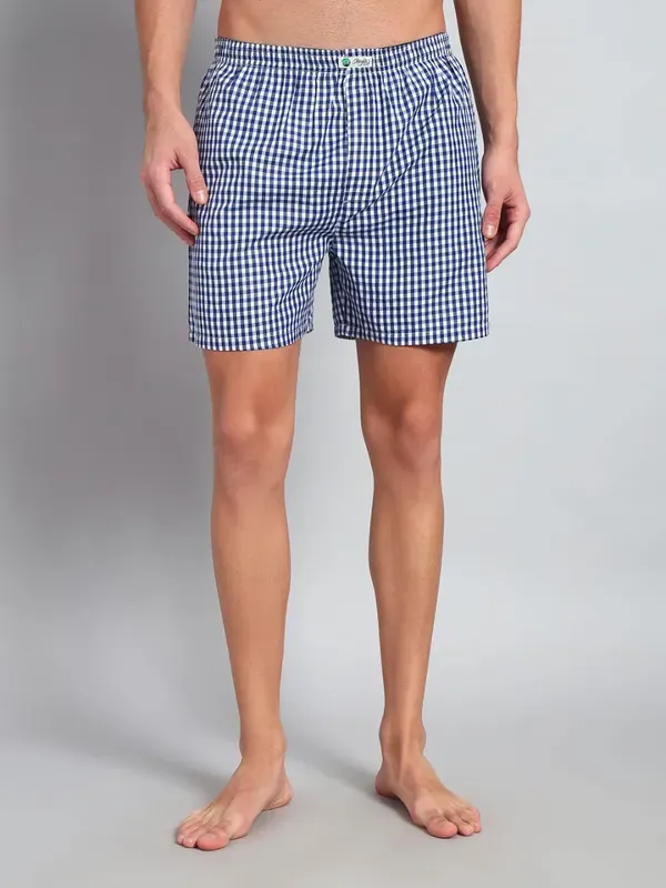 White_Blue_Small_Check_Modern_Relaxed_Boxer_Shorts_For_Men