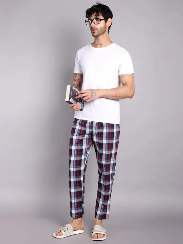 Men_S_Plaid_Pure_Cotton_Pajama_Pants_Navy_Blue_And_Red_Check_Pattern_Elas_More